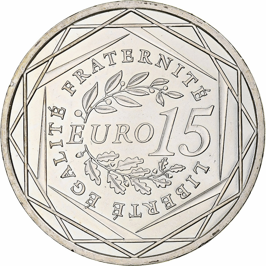 Francia, 15 Euro, Semeuse, 2008, MDP, Plata, SC