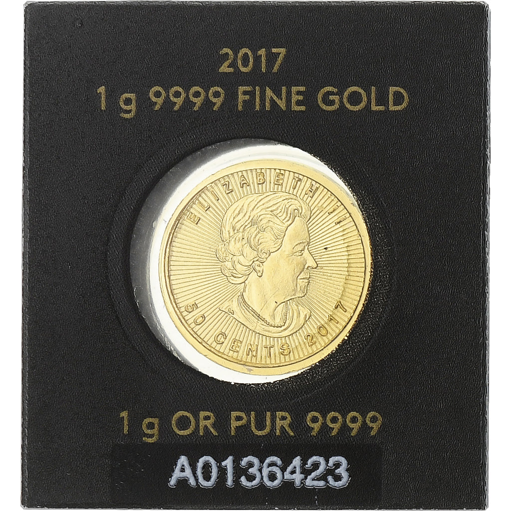 Canada, Elizabeth II, 50 Cents, Maple Leaf, 2017, Ottawa, Gold, MS(65-70)