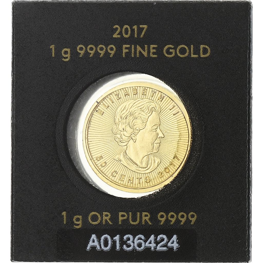 Canada, Elizabeth II, 50 Cents, Maple Leaf, 2017, Ottawa, Gold, MS(65-70)