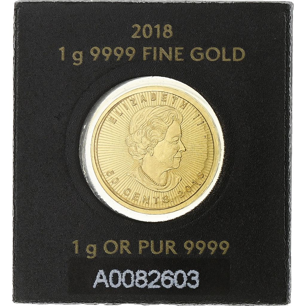 Canada, Elizabeth II, 50 Cents, Maple Leaf, 2018, Ottawa, Gold, MS(65-70)