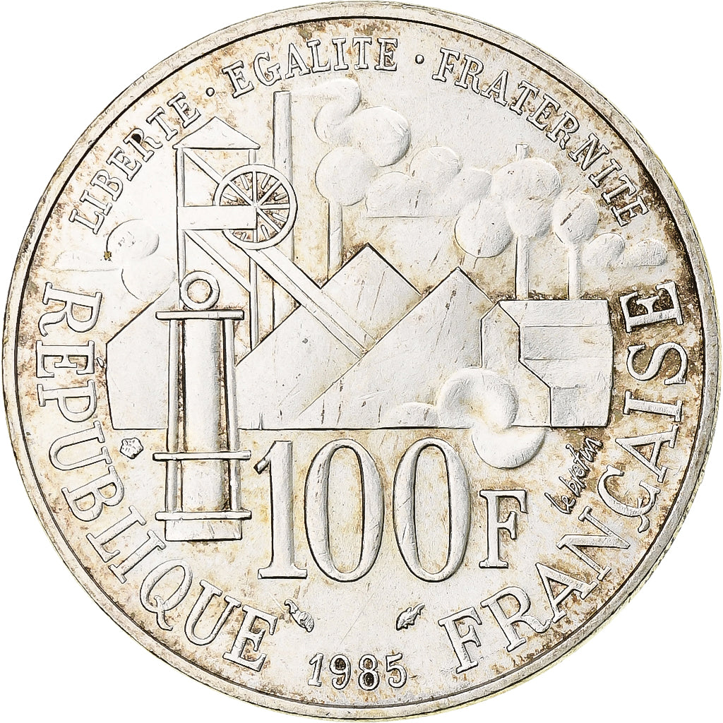 France, 100 Francs, Emile Zola Germinal, 1985, MDP, Silver, MS(63)