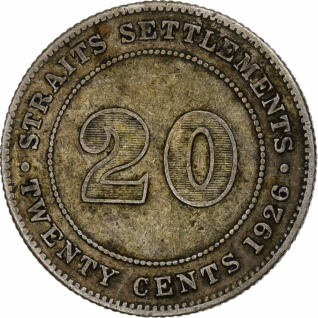 Straits Settlements, George V, 20 Cents, 1926, Srebro, VF(30-35)