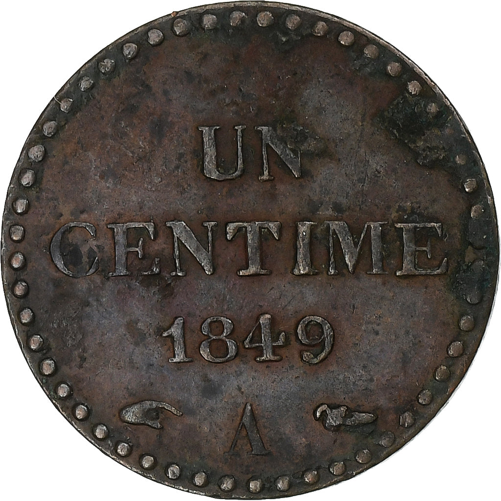 France, 1 Centime, Dupré, 1849, Paris, Bronze, AU(50-53), Gadoury:84