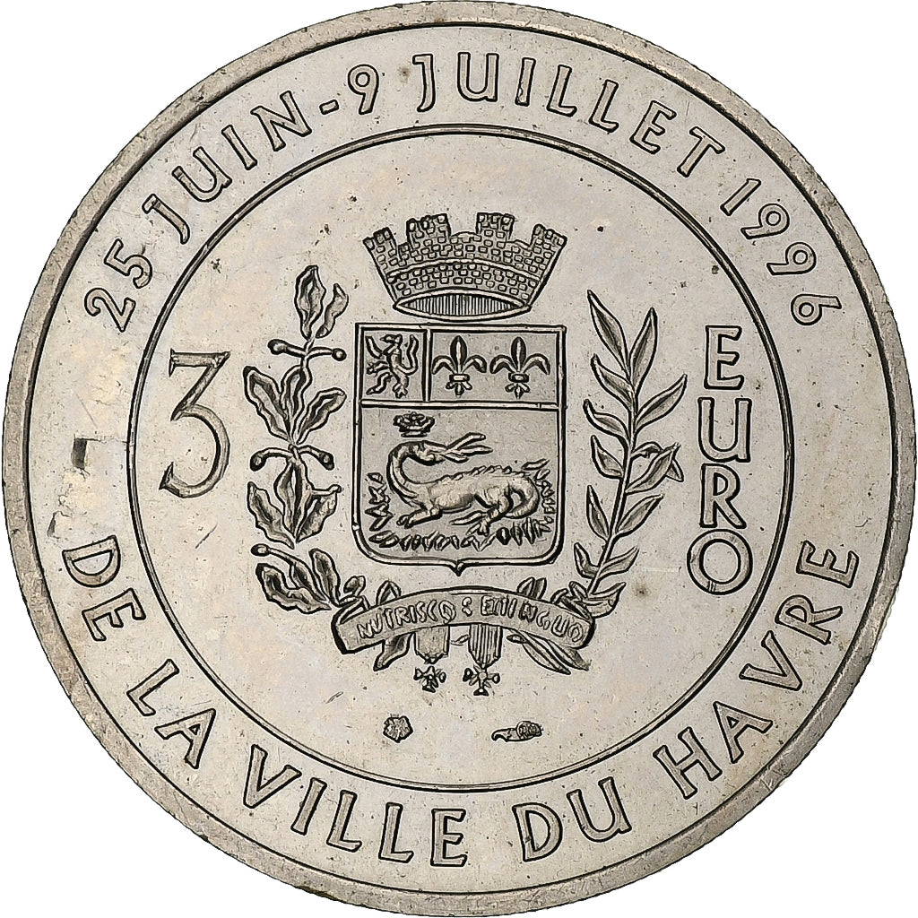 France, Jeton, 3 Euro Ville du Havre, Pont de Normandie, 1996, Cupro-nickel