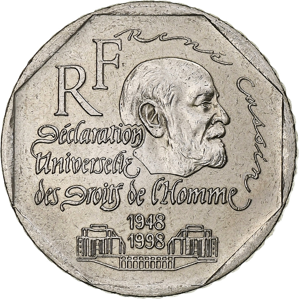 Francia, 2 Francs, Droits de l'Homme, 1998, Paris, Níquel, SC, Gadoury:551