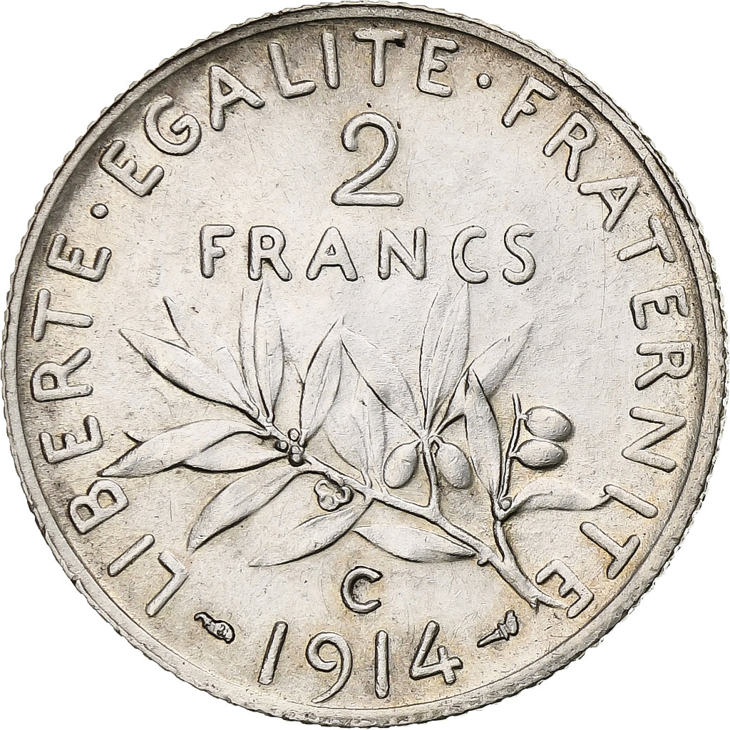 Francia, 2 Francs, Semeuse, 1914, Castelsarrasin, Plata, EBC, Gadoury:532