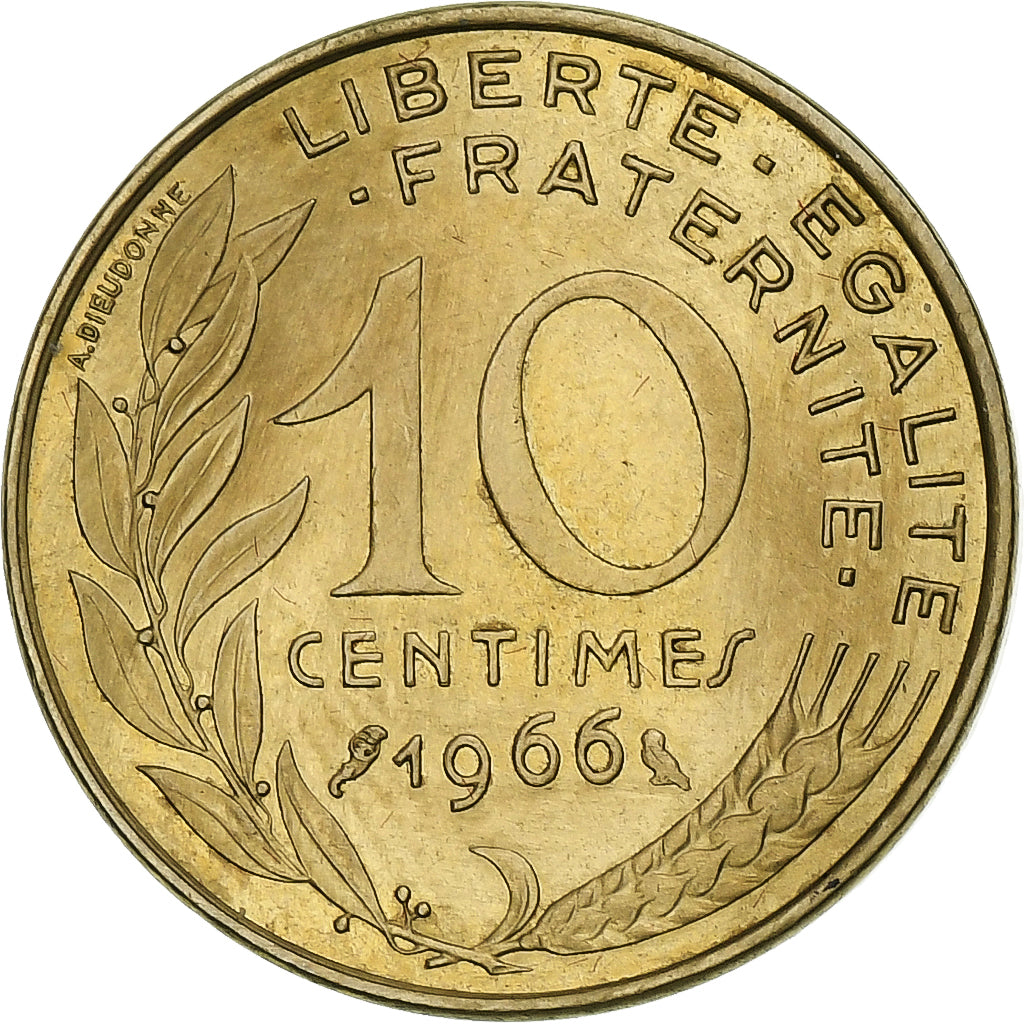 Francia, 10 Centimes, Marianne, 1966, Paris, Alluminio-bronzo, SPL, Gadoury:293