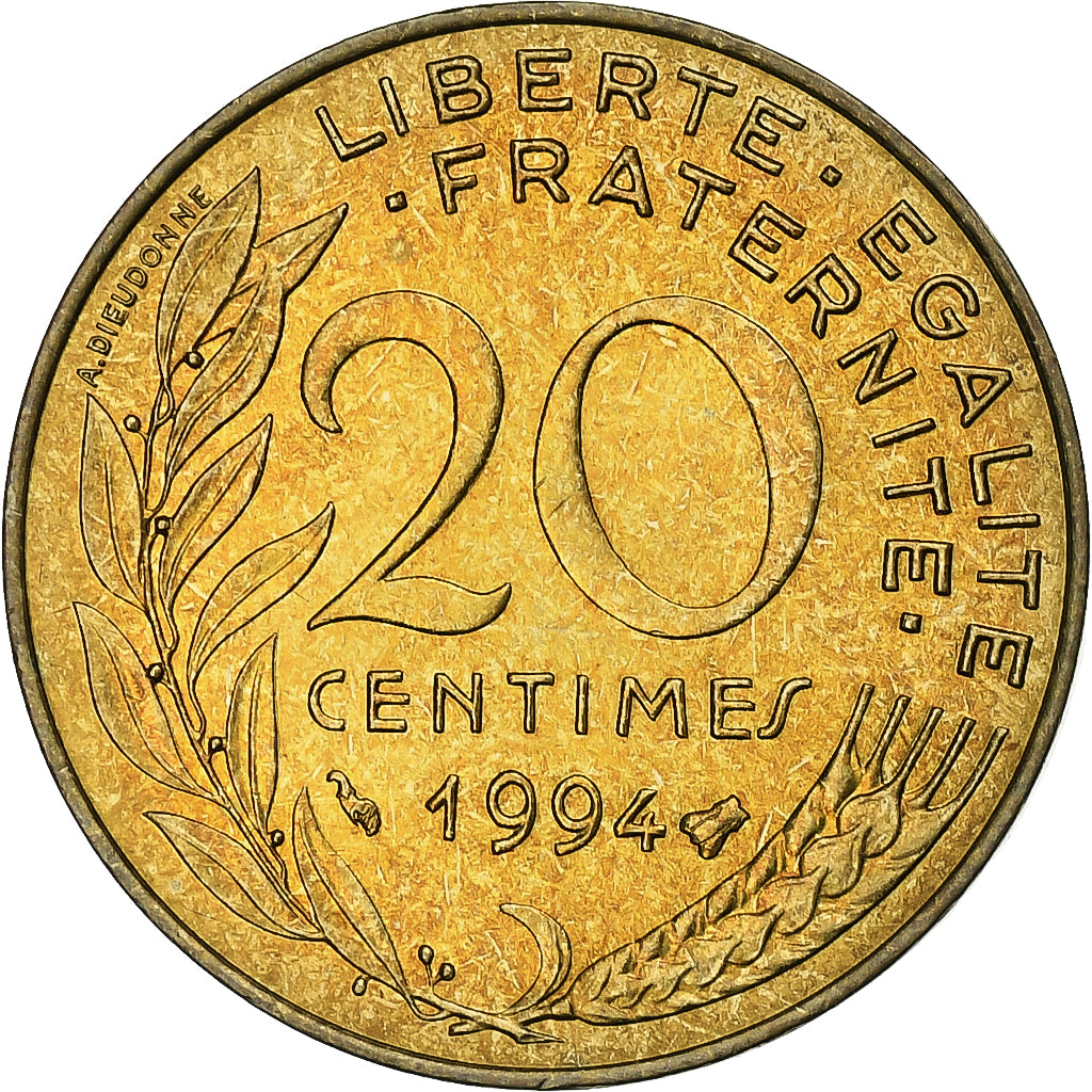 France, 20 Centimes, Marianne, 1994, Paris, Bronze-Aluminium, SUP+, Gadoury:332