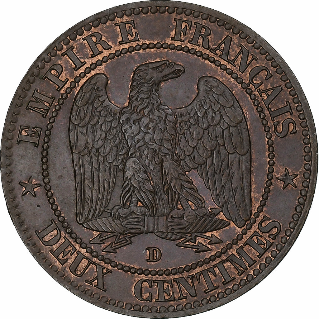 Frankreich, Napoleon III, 2 Centimes, 1855, Lyon, Bronze, VZ+, Gadoury:103