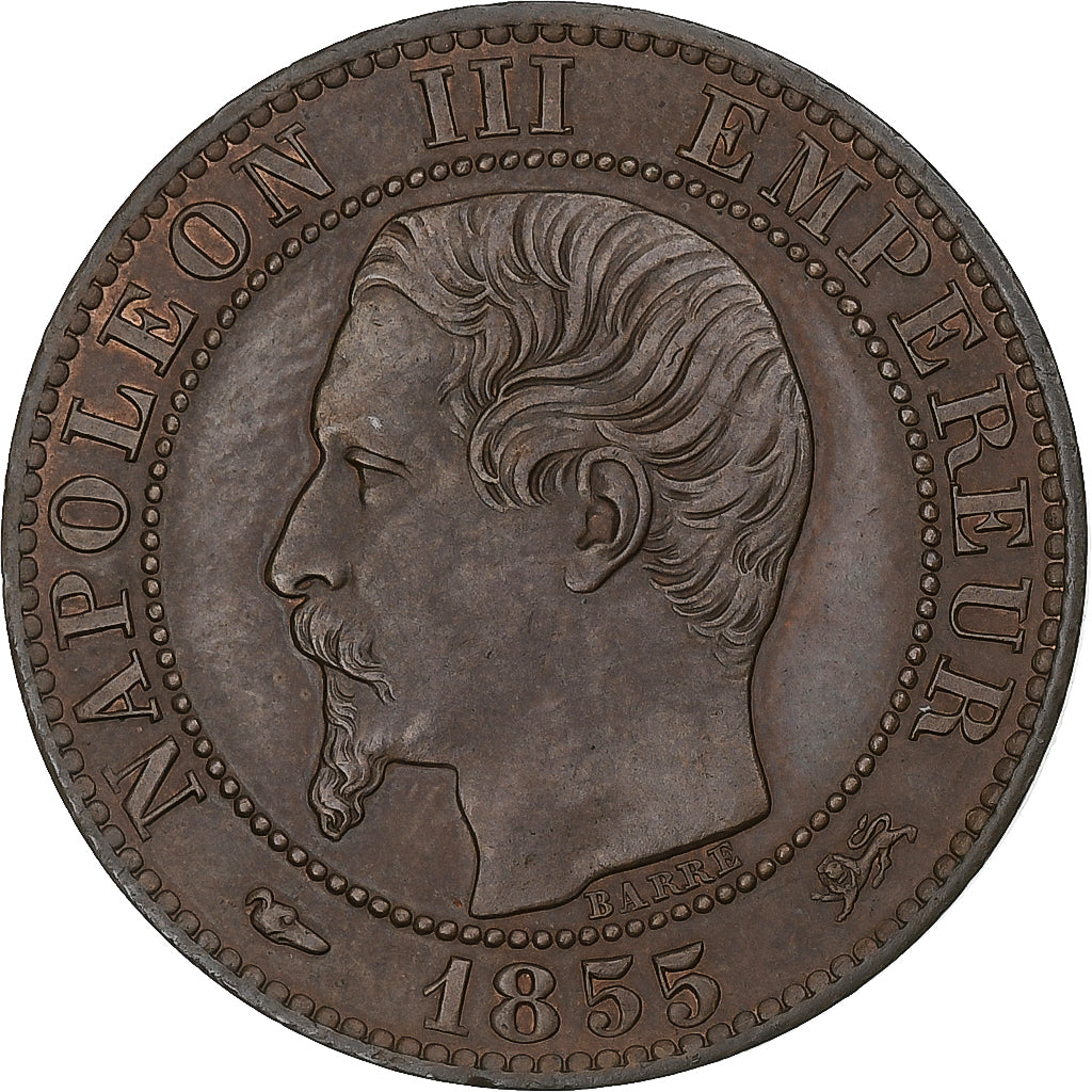 France, Napoléon III, 10 Centimes, 1855, Lyon, Bronze, SUP