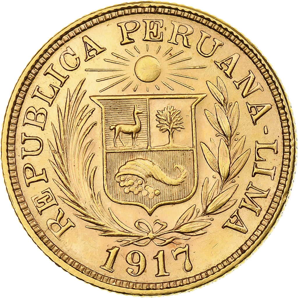 Peru, Libra, 1917, Lima, Gold, MS(60-62)