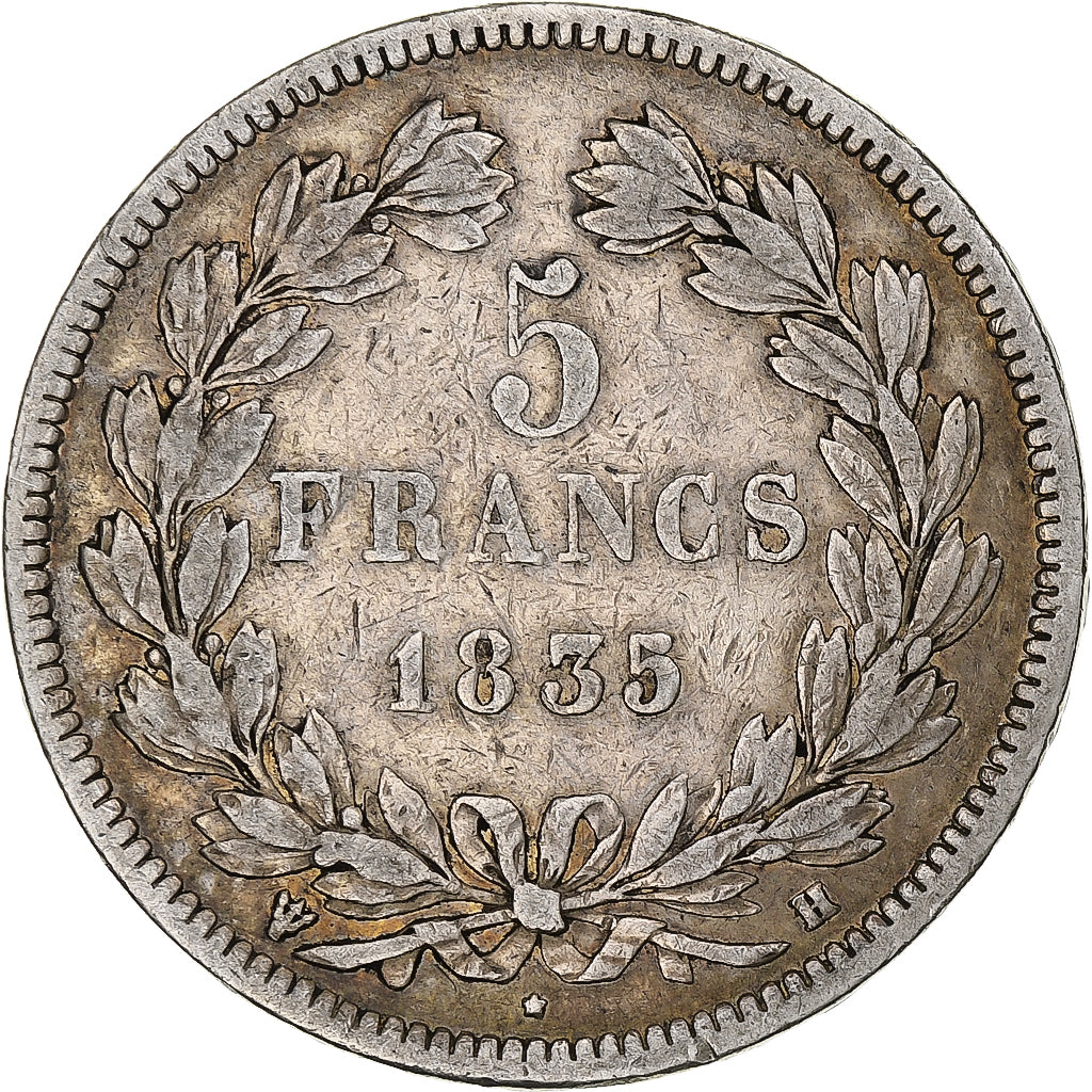 France, Louis-Philippe, 5 Francs, 1835, La Rochelle, Silver, VF(20-25)