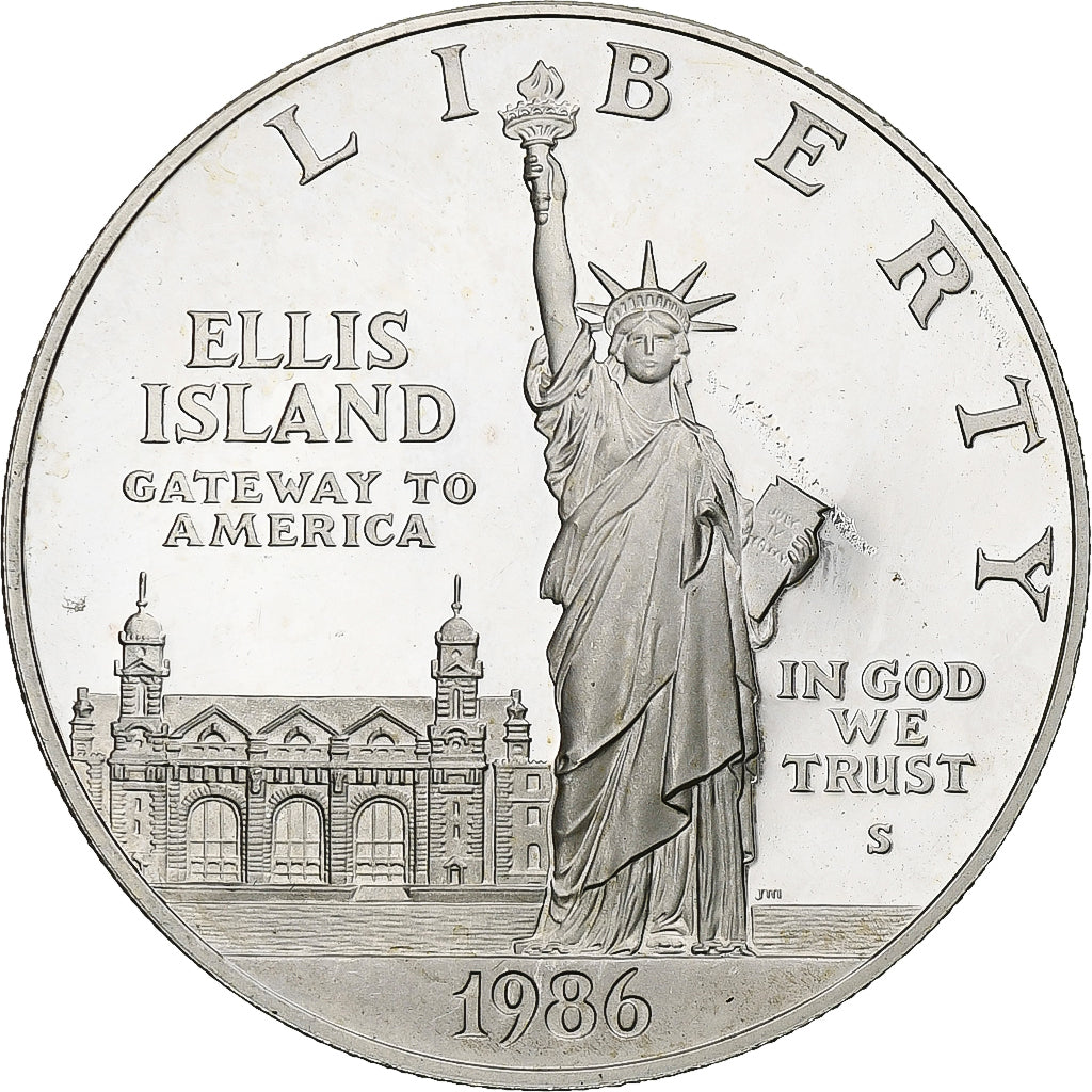 United States, Dollar, Ellis Island, 1986, San Francisco, Silver, MS(63)
