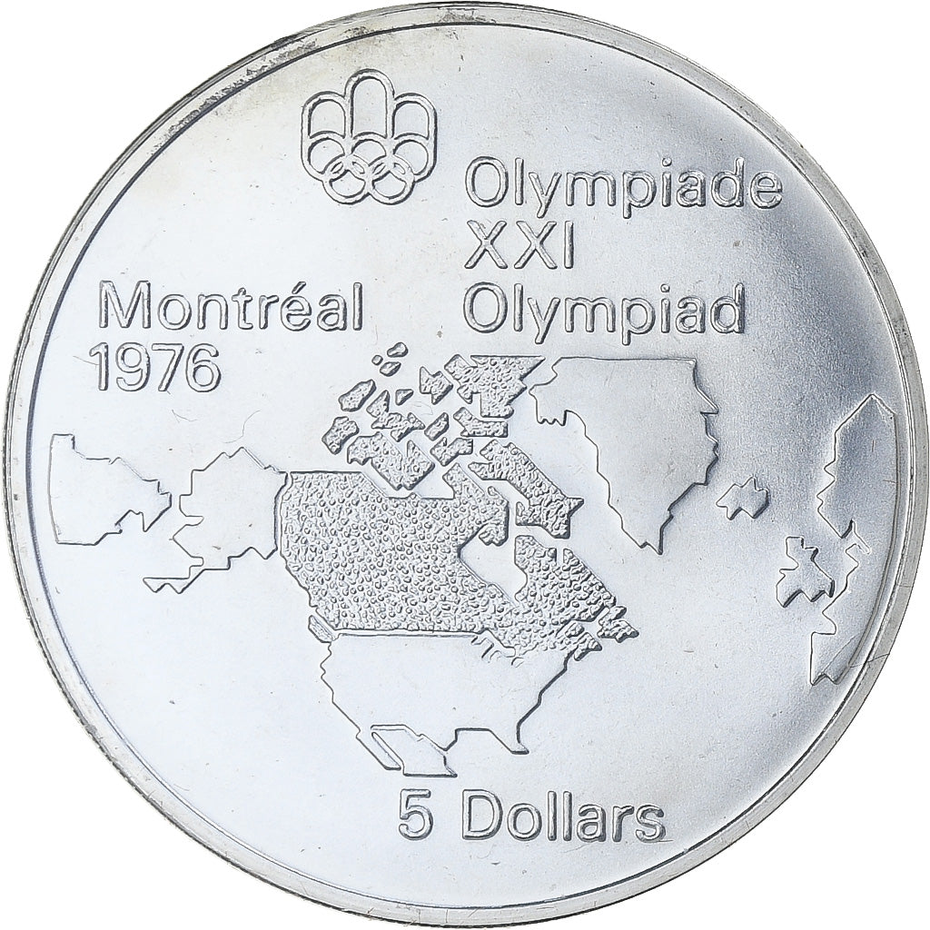 Canada, 5 Dollars, Montréal XXI Olympiade, 1973, Ottawa, Silver, MS(65-70)
