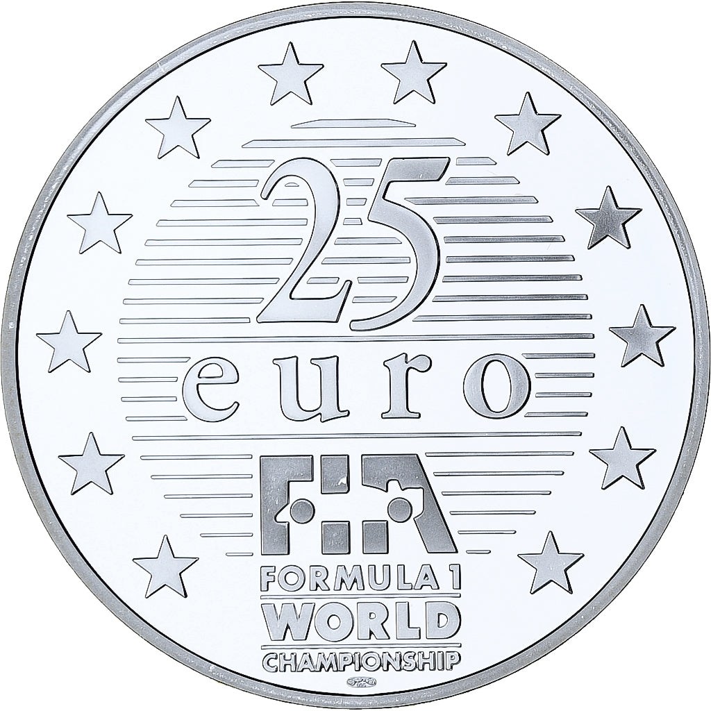 France, 25 Euro, F1 Legends, Alain Prost, 1997, Silver, Proof, MS(65-70)
