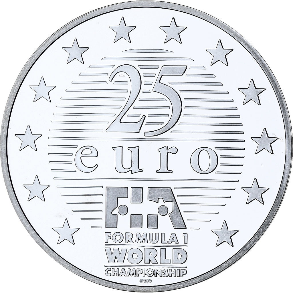 France, 25 Euro, F1 Legends, Gerhard Berger, 1997, Silver, Proof, MS(65-70)