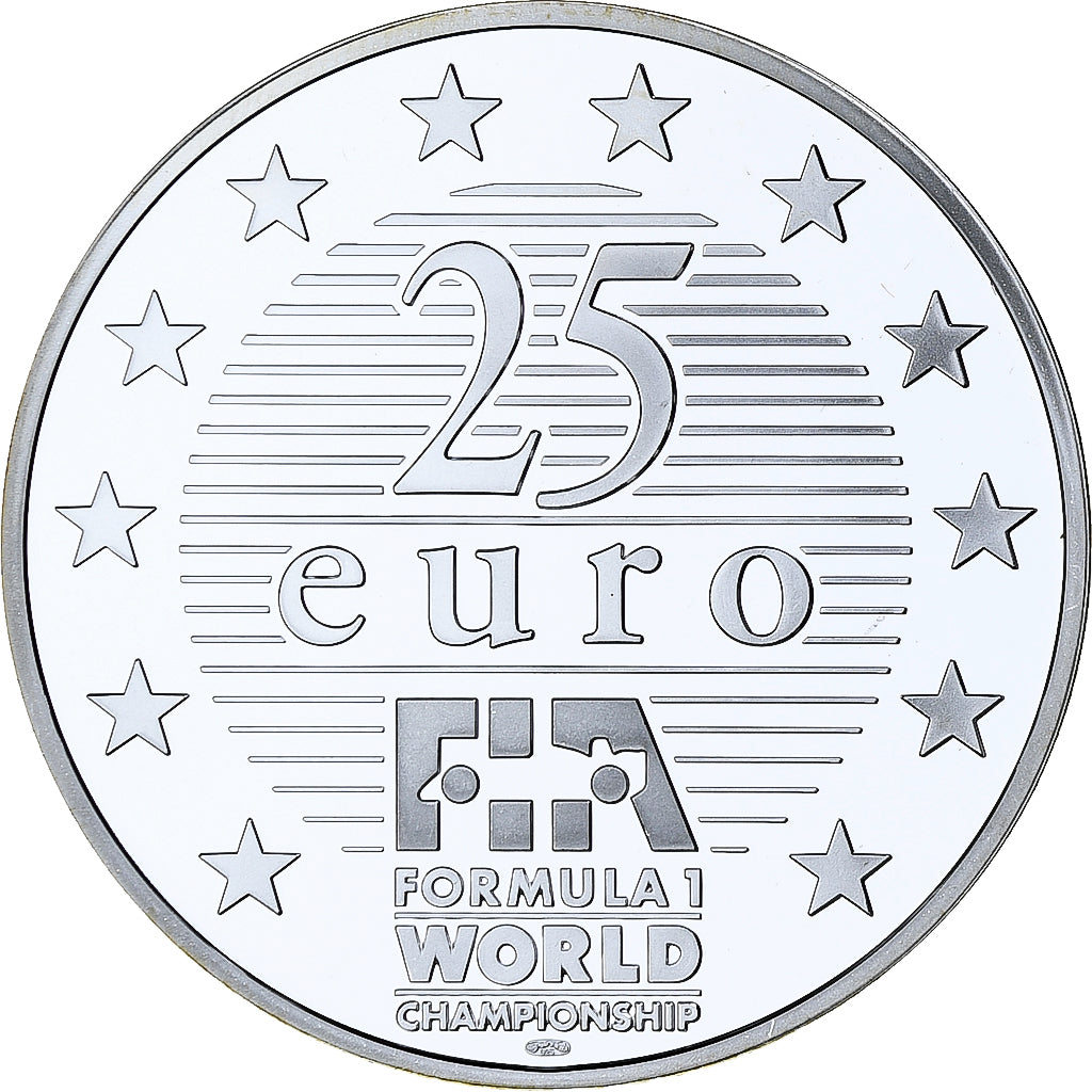 Francja, 25 Euro, F1 Legends, Ayrton Senna, 1997, Srebro, Proof, MS(65-70)