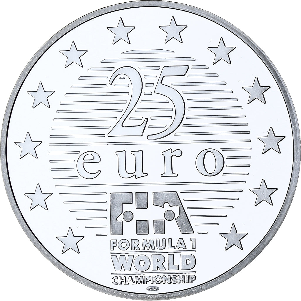 Frankrijk, 25 Euro, F1 Pilots, Ralf Schumacher, 1997, Zilver, Proof, FDC