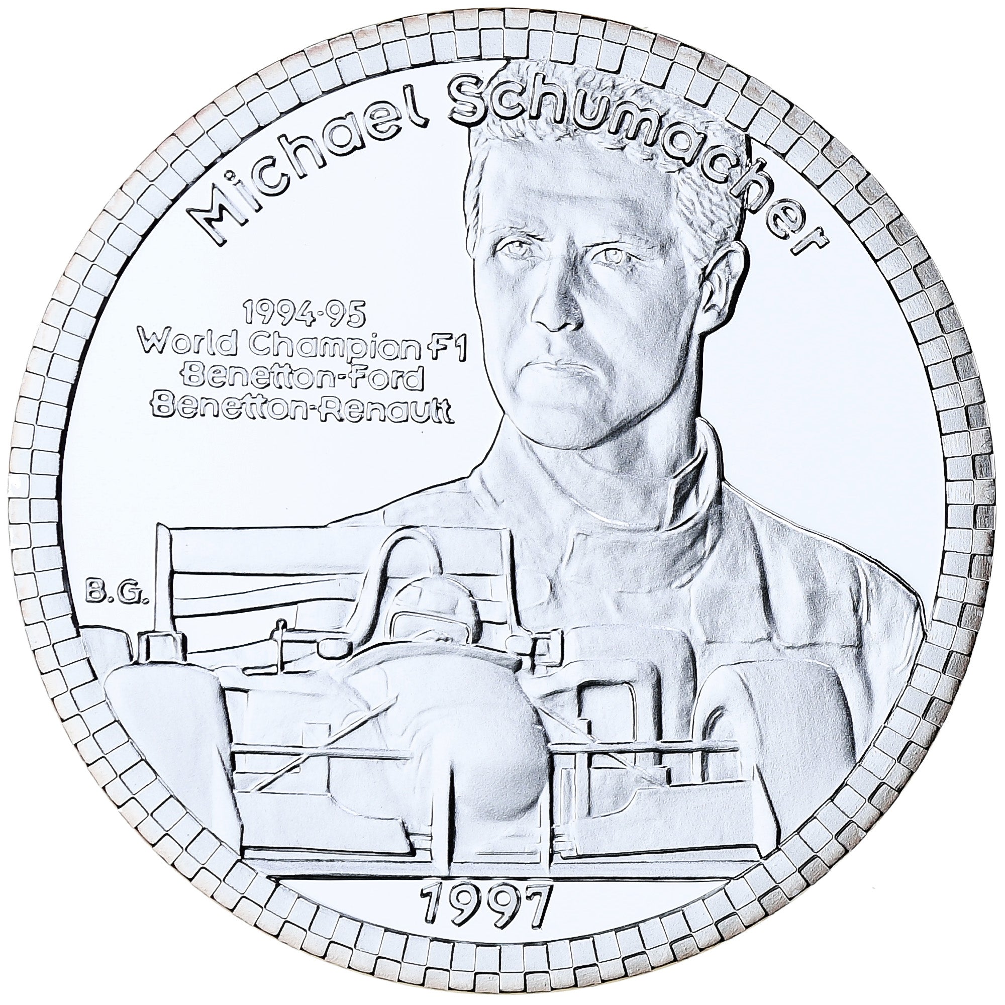 France, 25 Euro, F1 Pilots, Michael Schumacher, 1997, Argent, BE, FDC