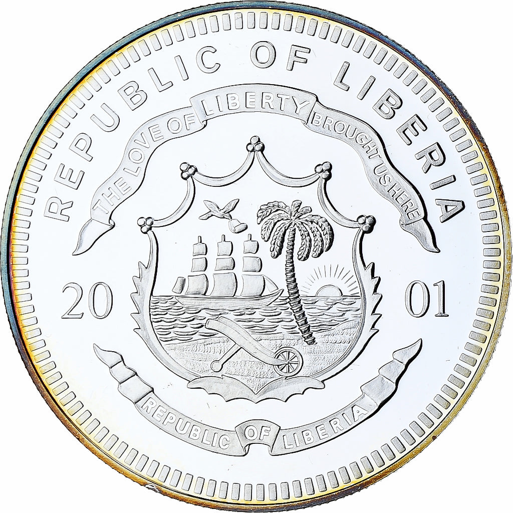 Liberia, 20 Dollars, Portugal, 2001, Proof, Silver, MS(65-70)
