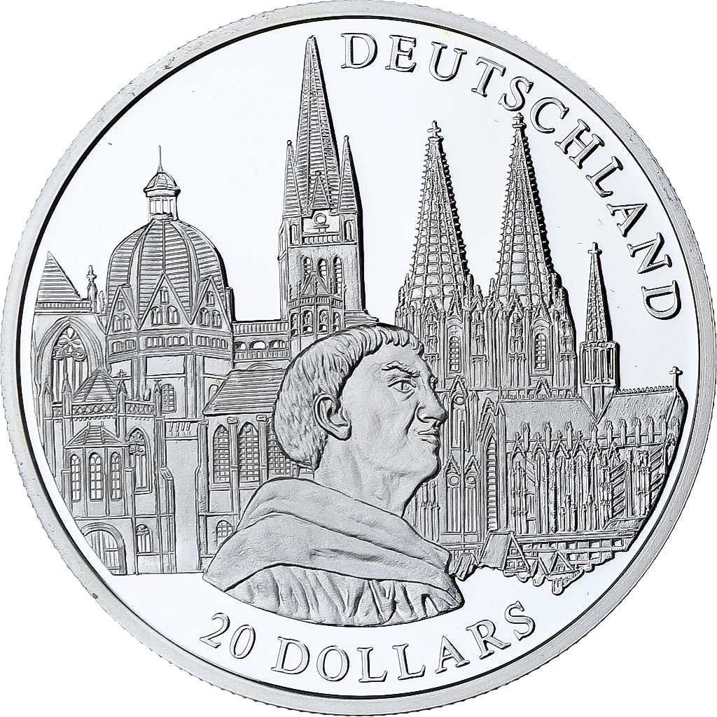 Liberia, 20 Dollars, Deutschland, 2001, Proof, Silver, MS(65-70)
