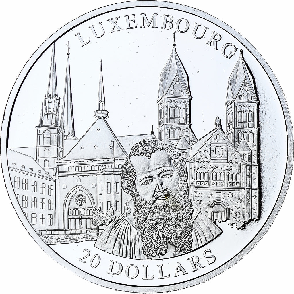 Liberia, 20 Dollars, Luxembourg, 2001, Proof, Silver, MS(65-70)