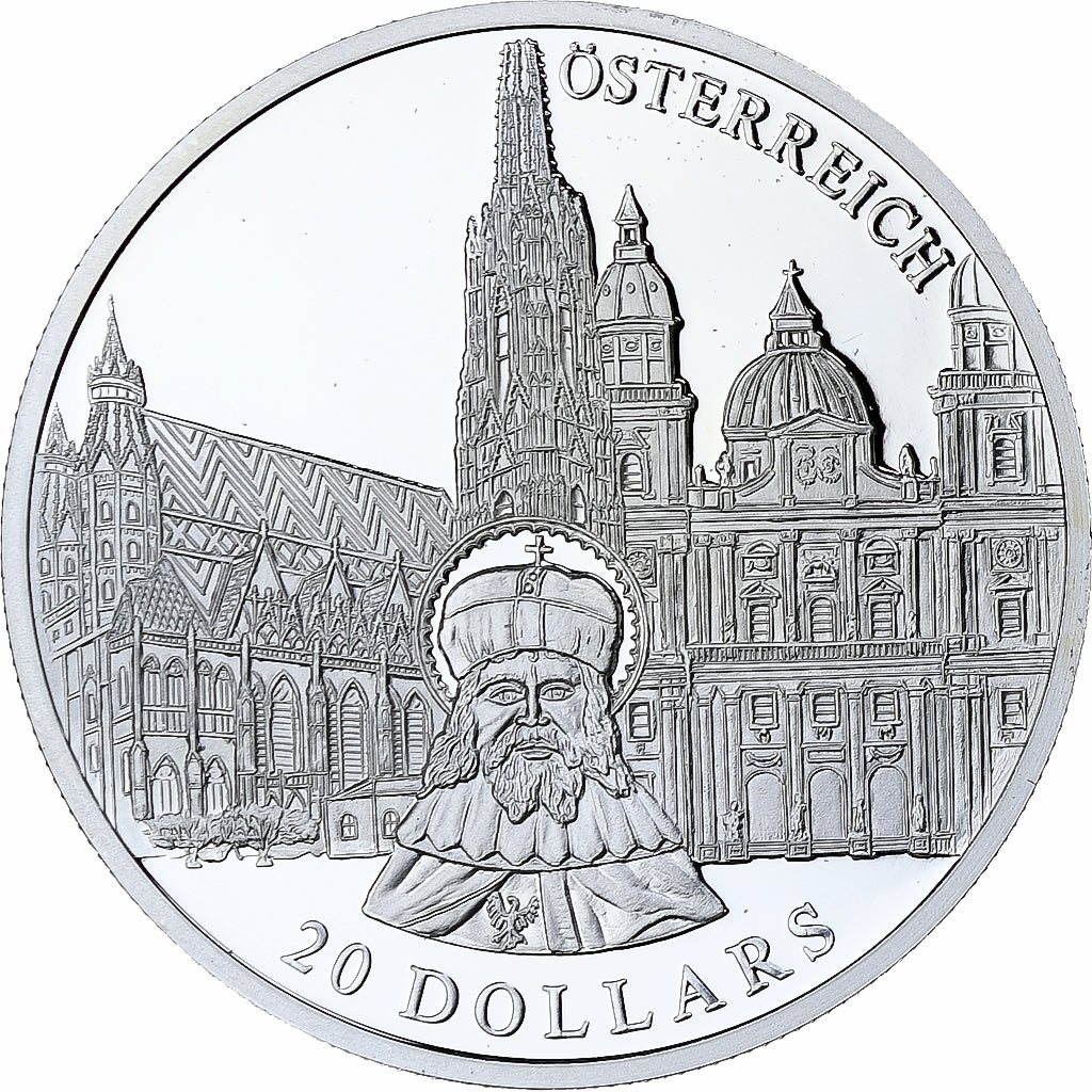 Liberia, 20 Dollars, Austria, 2001, FS, Argento, FDC