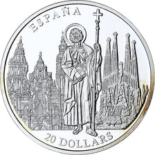 Liberia, 20 Dollars, Spain, 2001, FS, Argento, FDC