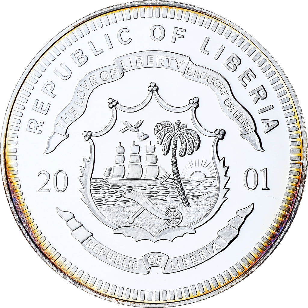 Liberia, 20 Dollars, Spain, 2001, FS, Argento, FDC
