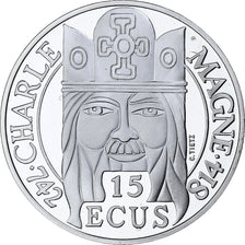 France, 100 Francs-15 Ecus, Charlemagne, 1990, MDP, Proof, Silver, MS(65-70)