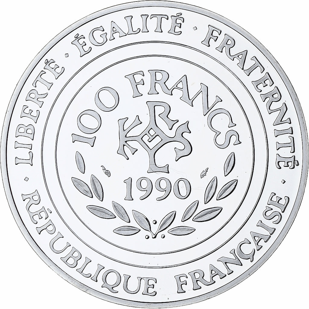 France, 100 Francs-15 Ecus, Charlemagne, 1990, MDP, Proof, Silver, MS(65-70)