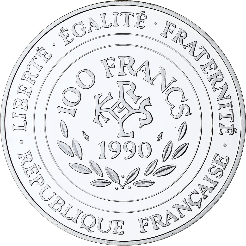 France, 100 Francs-15 Ecus, Charlemagne, 1990, MDP, Proof, Silver, MS(65-70)