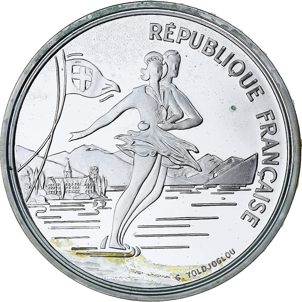 France, 100 Francs, 1992 Olympics, Albertville, Ice Skating, 1989, MDP, Silver