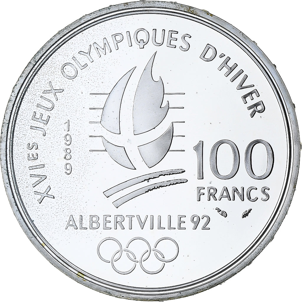 Francja, 100 Francs, 1992 Olympics, Albertville, Alpine Skiing, 1989, MDP