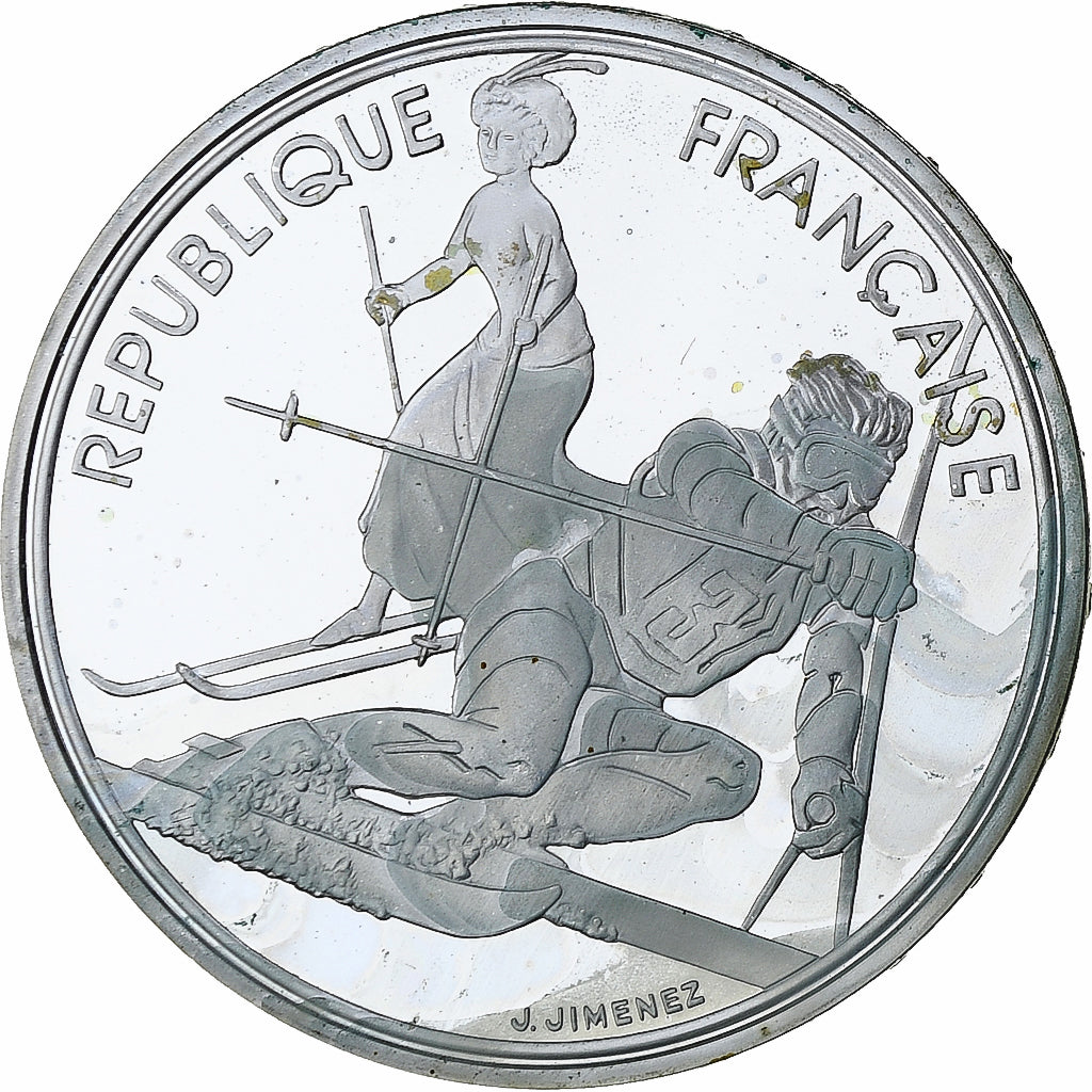 France, 100 Francs, 1992 Olympics, Albertville, Slalom Skiing, 1990, MDP
