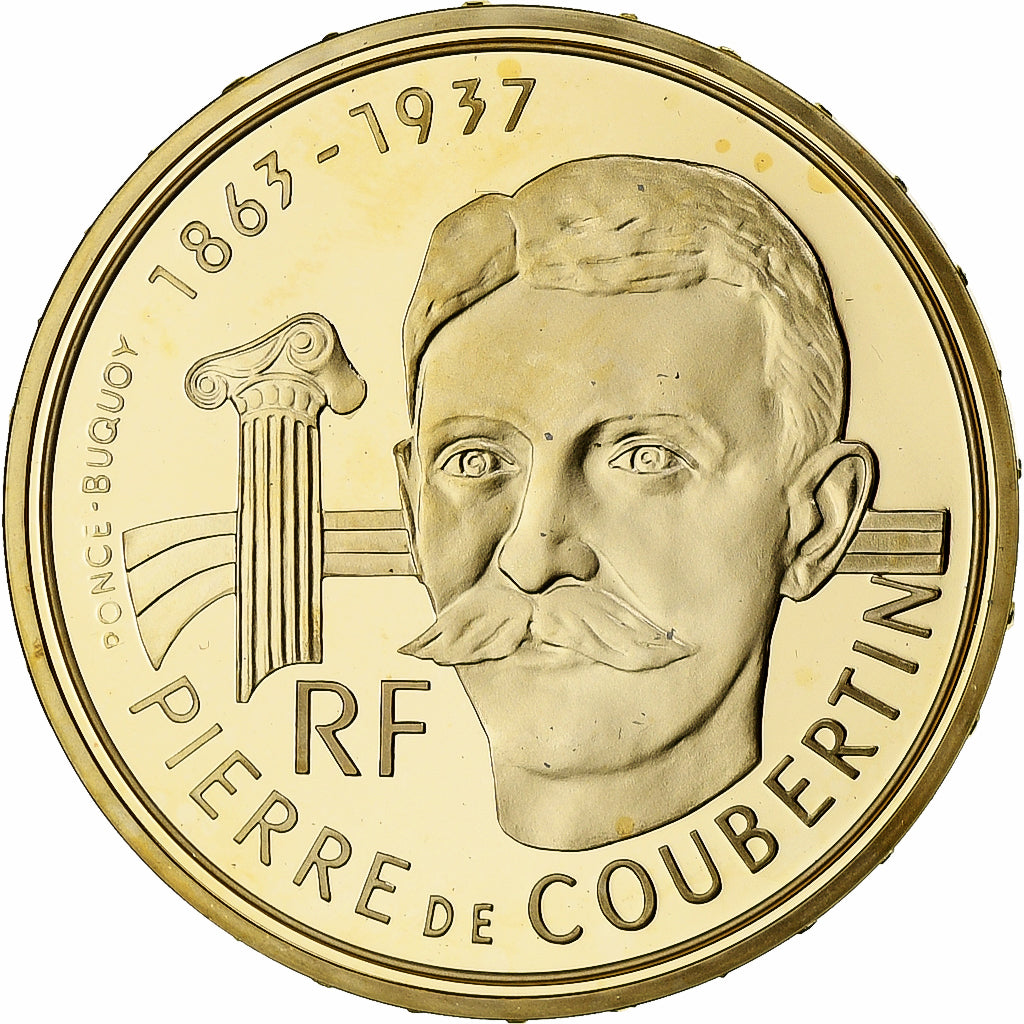 França, 500 Francs, 1992 Olympics, Albertville, Pierre de Coubertin, 1991