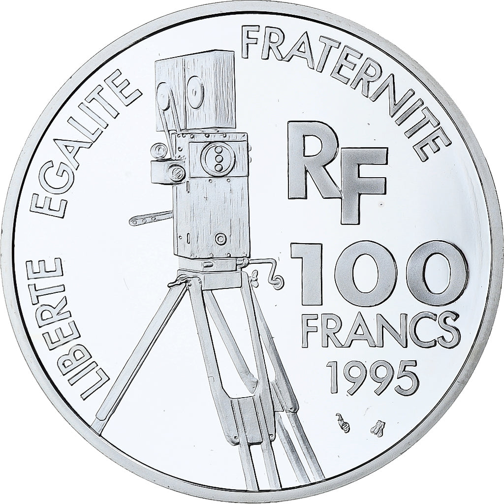France, 100 Francs, Frères Lumière, Centenaire du Cinéma, 1995, MDP, Silver