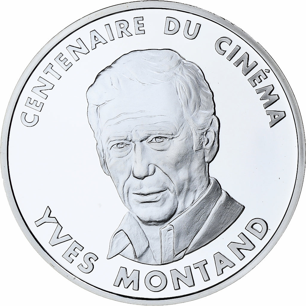 Francia, 100 Francs, Yves Montand, Centenaire du Cinéma, 1995, MDP, Plata, FDC