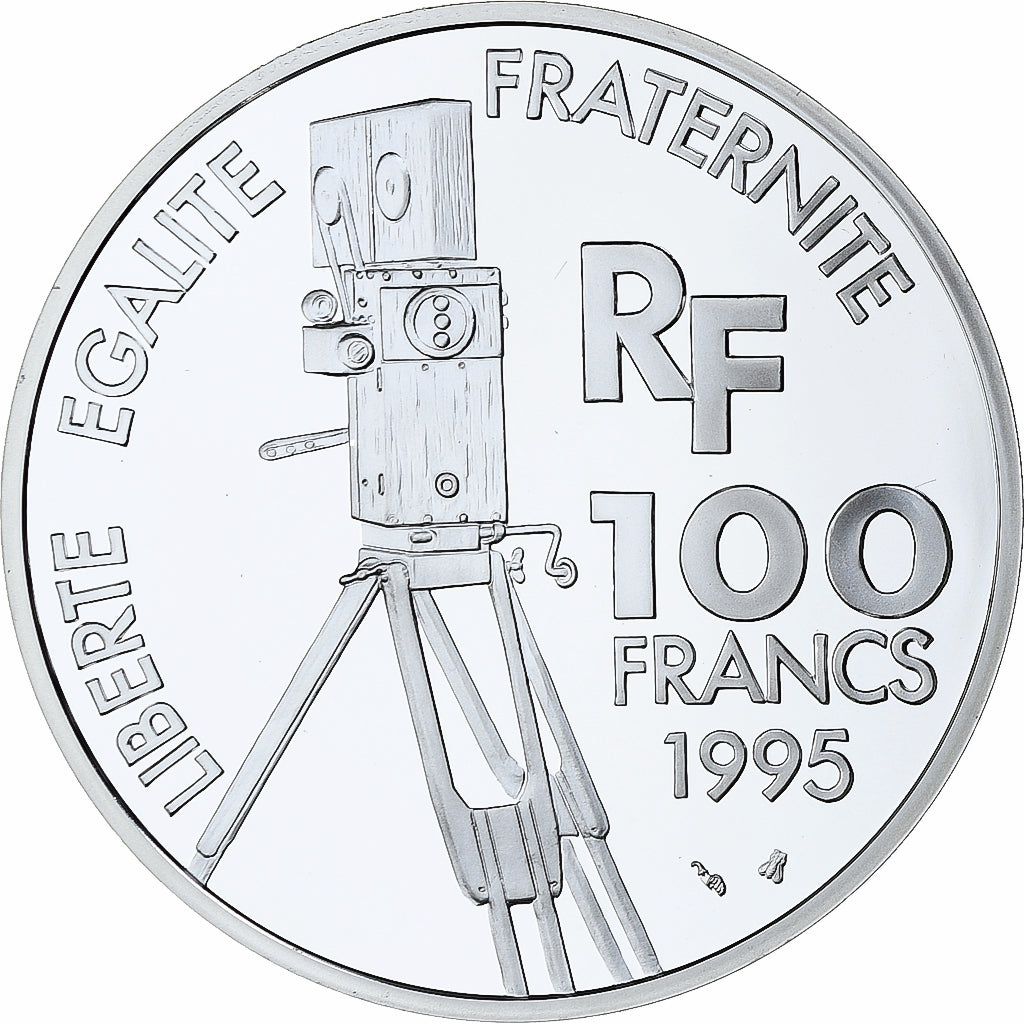 Francia, 100 Francs, Yves Montand, Centenaire du Cinéma, 1995, MDP, Plata, FDC