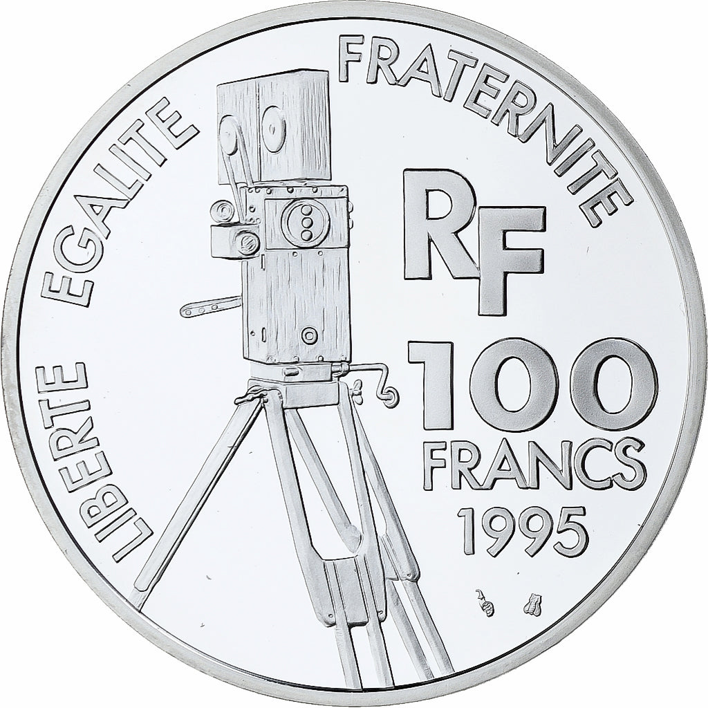 France, 100 Francs, Léon Gaumont, Centenaire du Cinéma, 1995, MDP, Argent, FDC