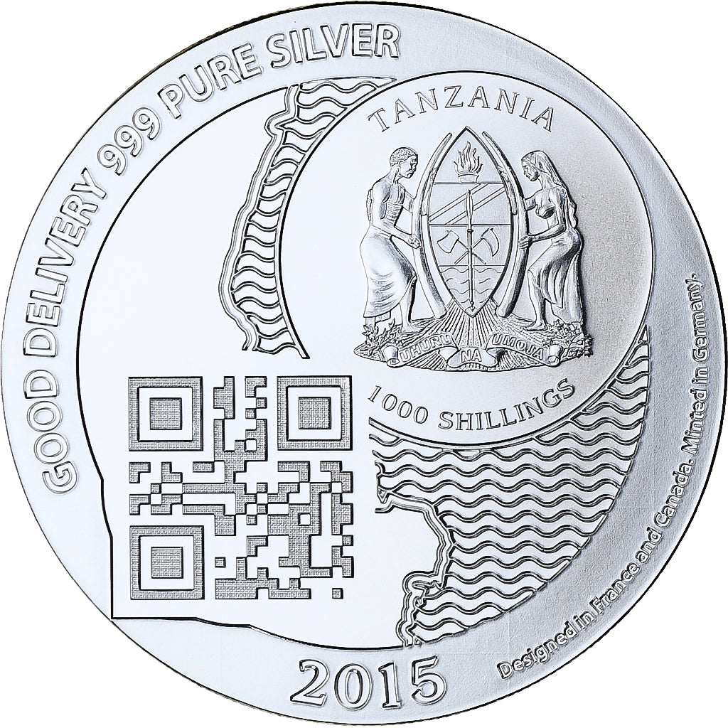 Zanzibar, 1000 Shillings, 1 Vera Silver Oz, 2015, Proof, Silver, MS(65-70)