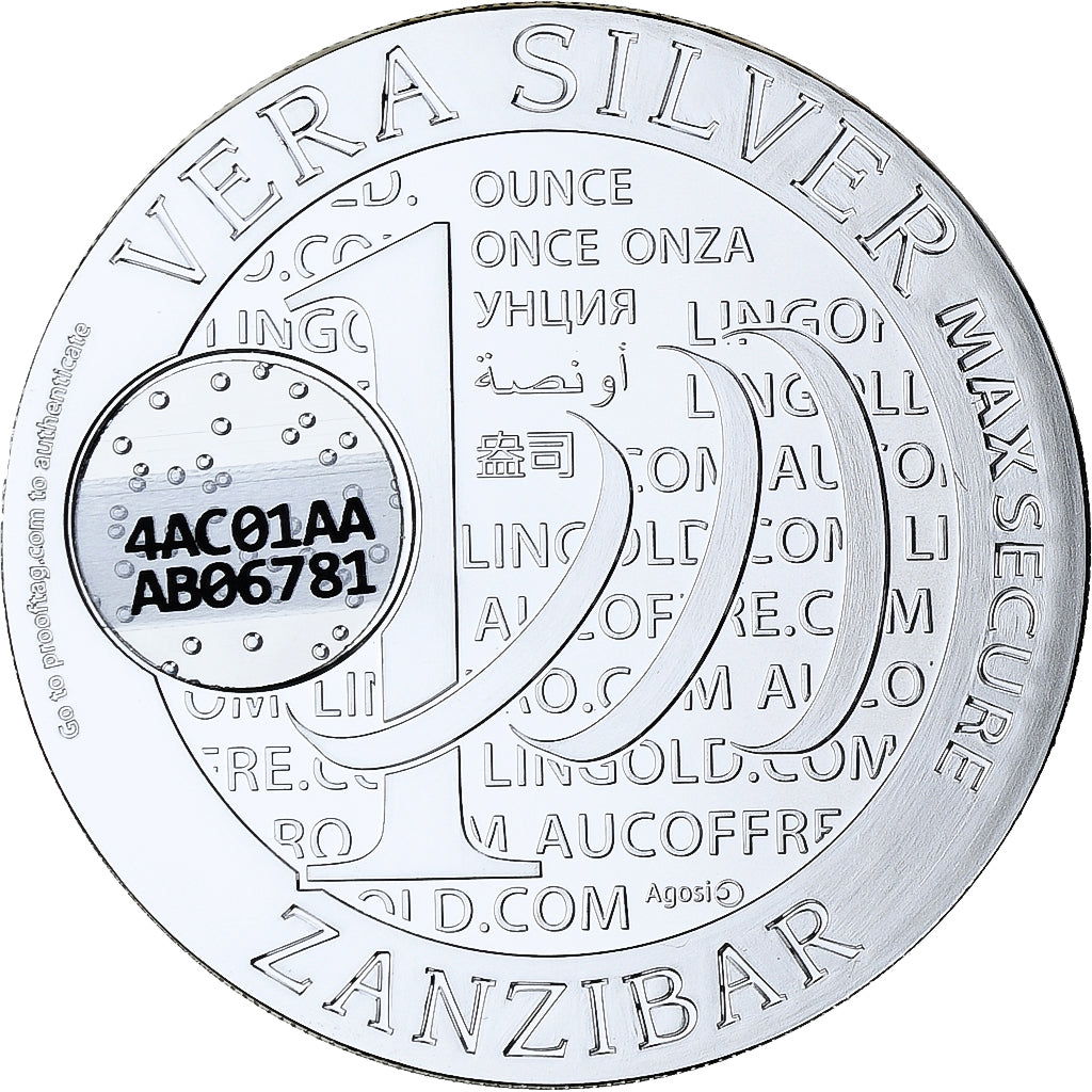 Zanzibar, 1000 Shillings, 1 Vera Silver Oz, 2015, Proof, Silver, MS(65-70)