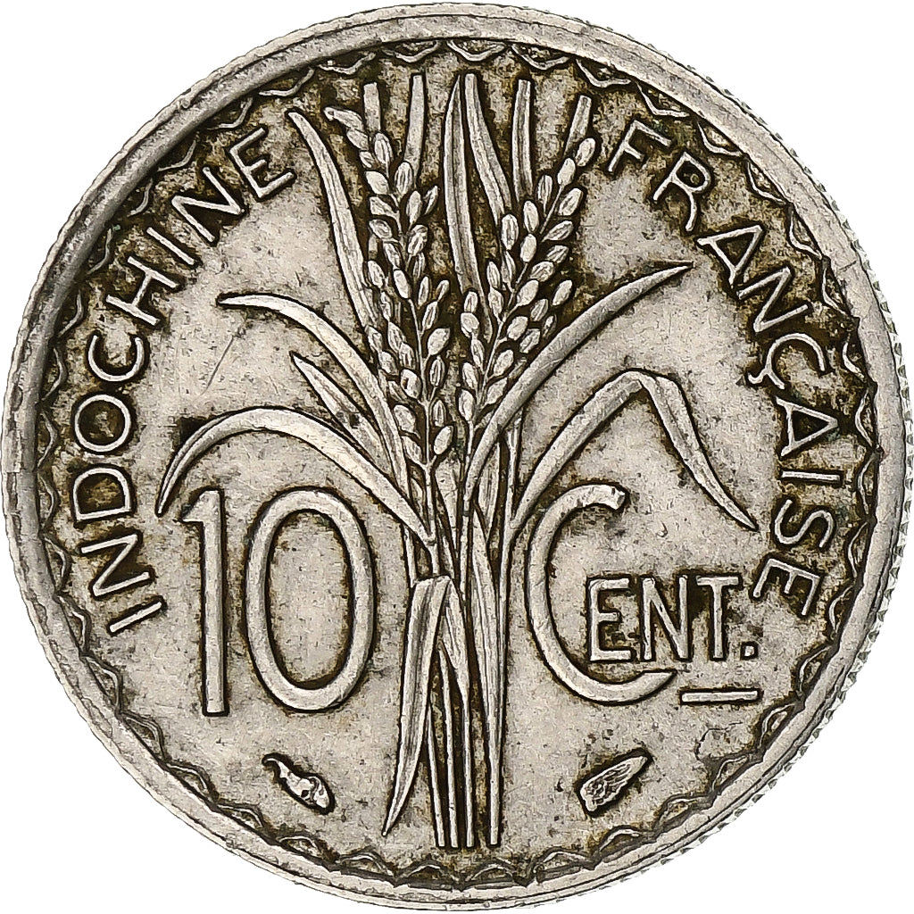 INDOCINA FRANCESE, 10 Cents, Turin, 1939, Paris, Nichel, SPL-