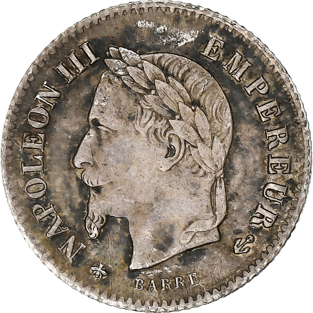 France, Napoleon III, 20 Centimes, 1867, Paris, Silver, AU(55-58)