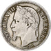 Francia, Napoleon III, 1 Franc, 1866, Strasbourg, Plata, BC+, Gadoury:463
