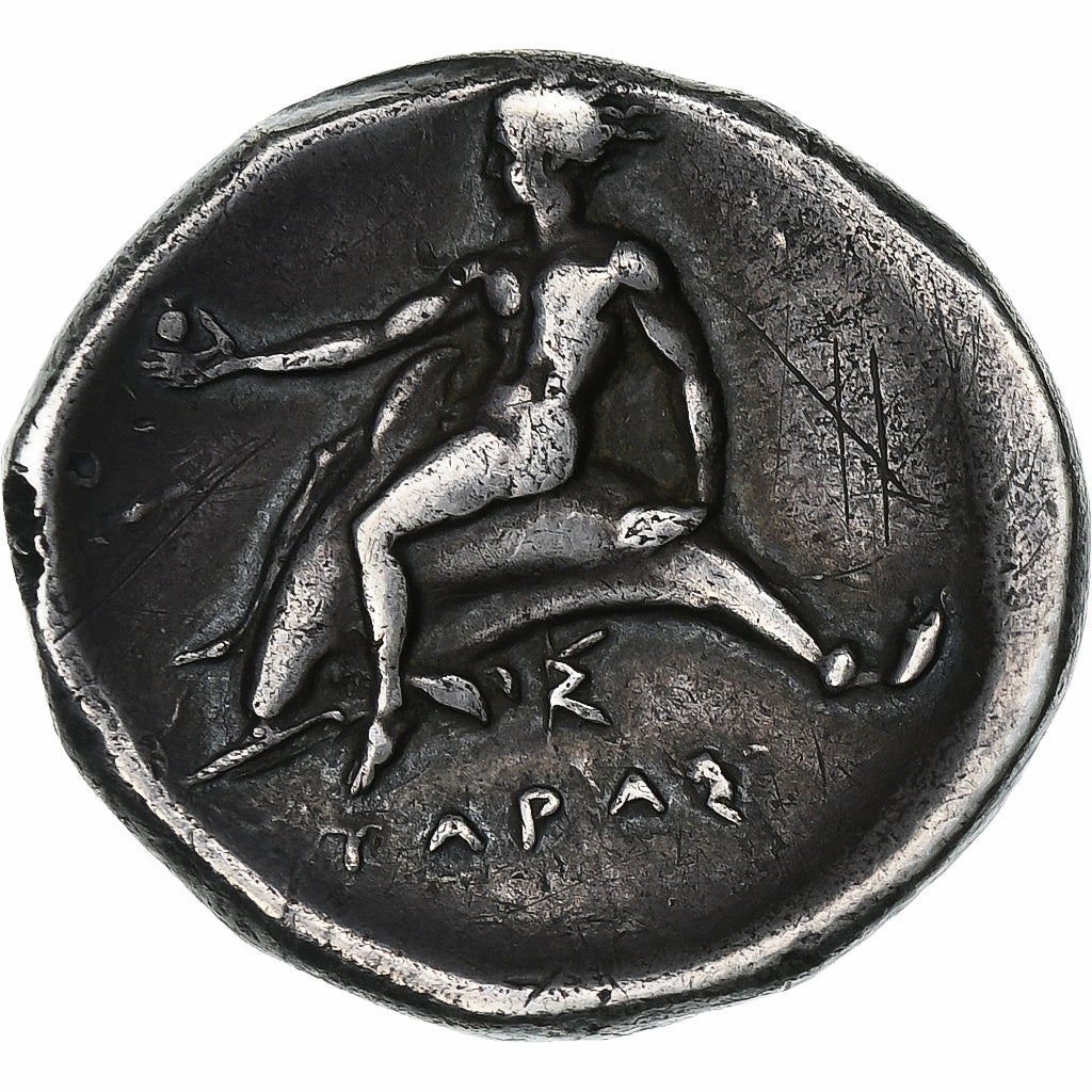 Calabria, Nomos, ca. 380-370 BC, Tarentum, Silver, EF(40-45), SNG-ANS:926