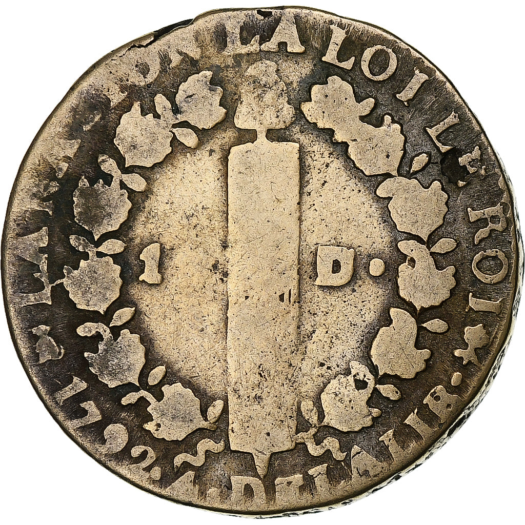 Frankreich, Louis XVI, 12 Deniers, 1792⸱4, Saumur, Bronze, SGE+, Gadoury:15