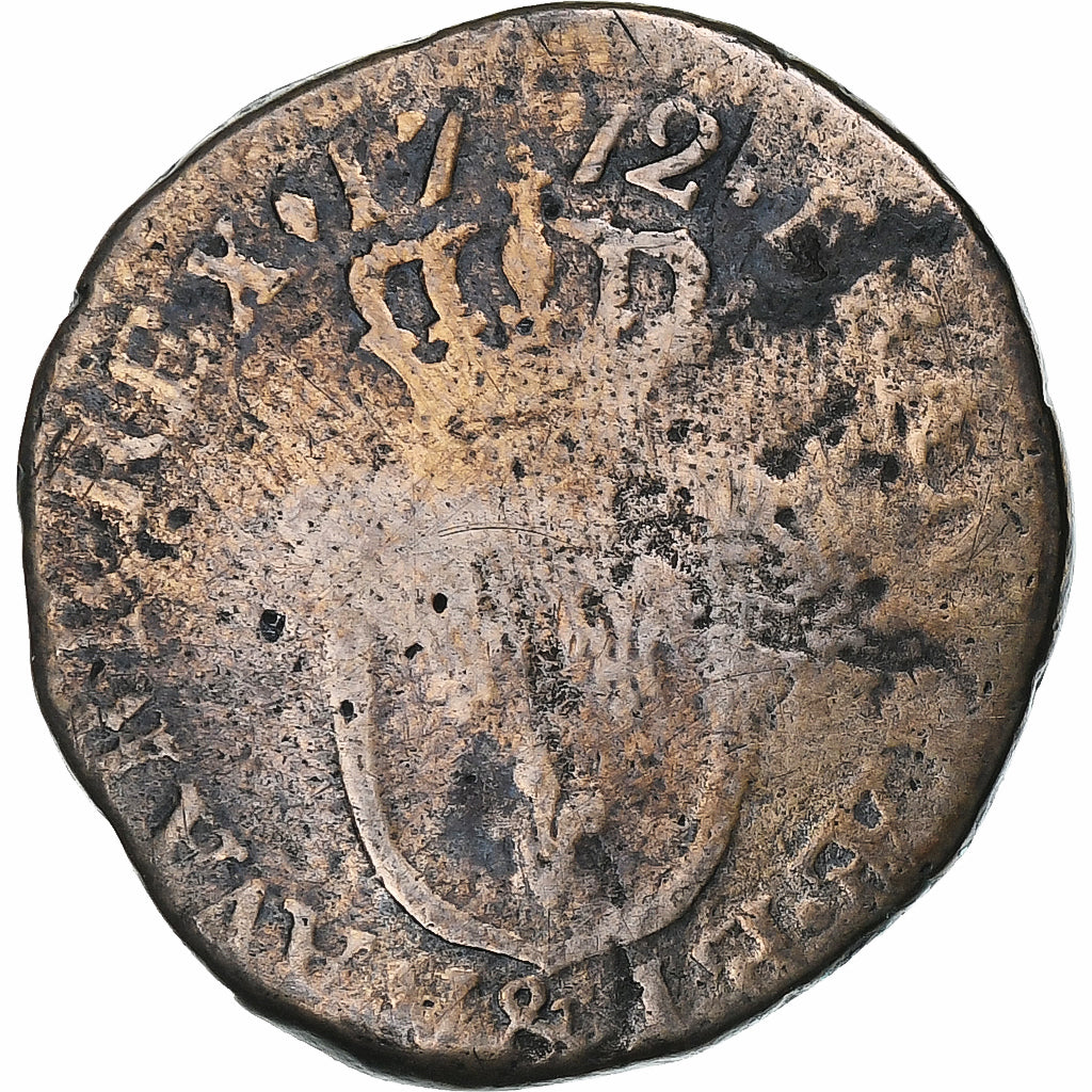 Francia, Louis XV, 1/2 Sol d'Aix, 1772, Aix, Cobre, BC, Gadoury:274