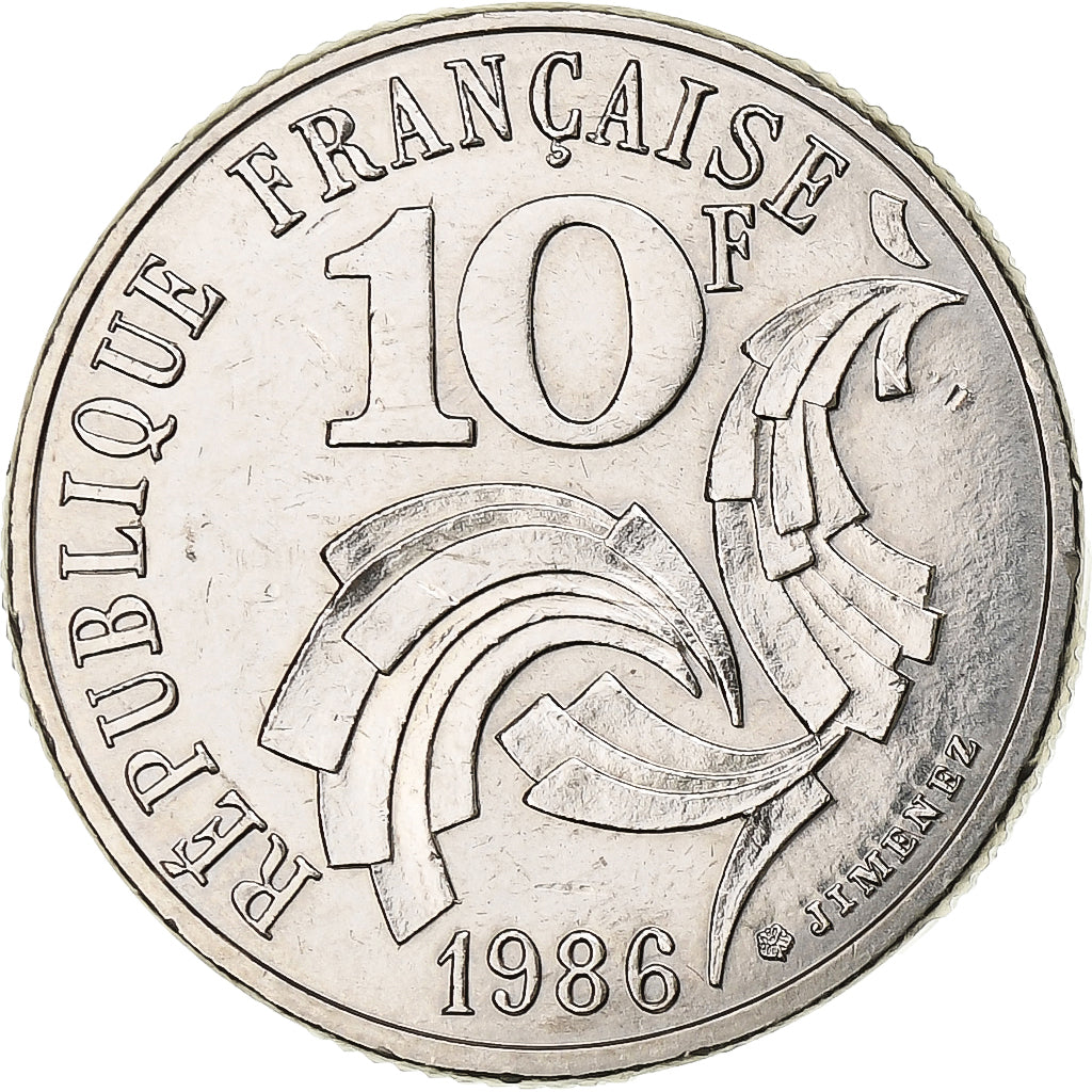 Francja, 10 Francs, Jimenez, 1986, Paris, Nikiel, AU(55-58)