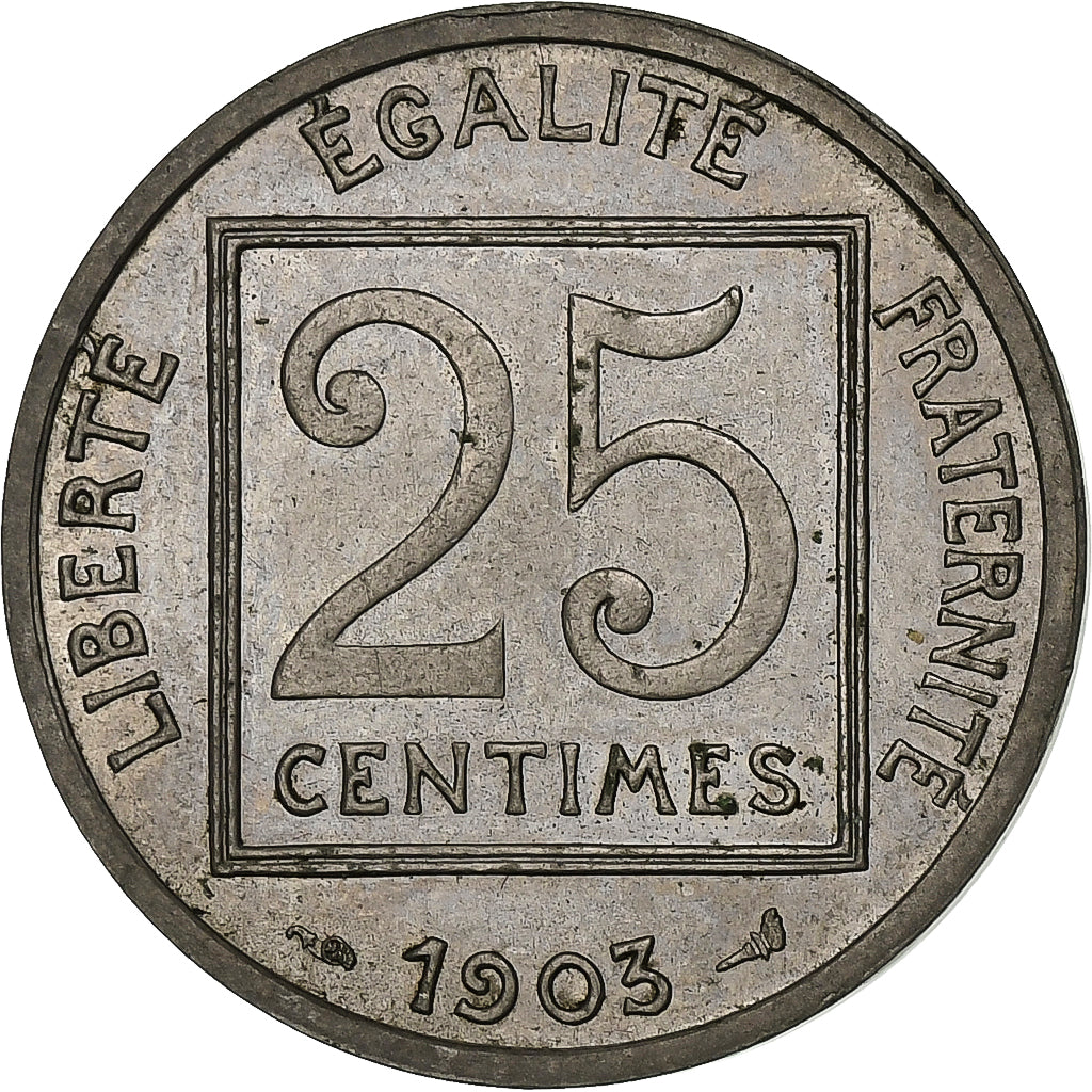 Francia, 25 Centimes, Patey, 1903, Paris, Nichel, SPL-